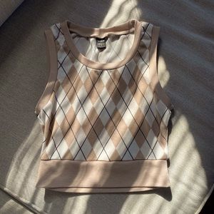 SHEIN - Plaid Tan Cropped Top